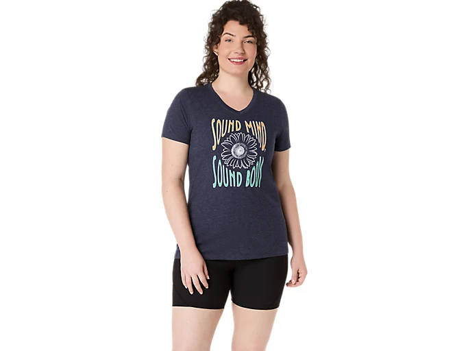WOMEN'S SUNFLOWER SLOGAN V-NECK
