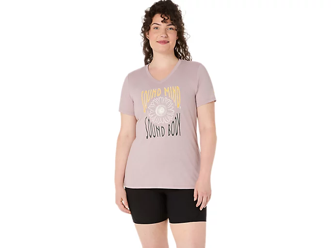 WOMEN'S SUNFLOWER SLOGAN V-NECK
