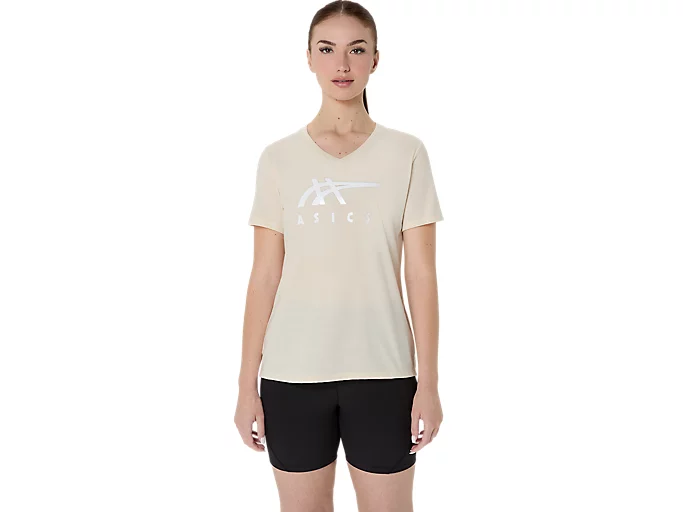 WOMEN'S ASICS STRIPES V-NECK