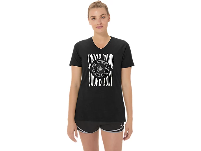 WOMEN'S SUNFLOWER SLOGAN V-NECK