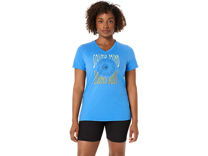 WOMEN'S SUNFLOWER SLOGAN V-NECK