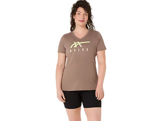 WOMEN'S ASICS STRIPES V-NECK