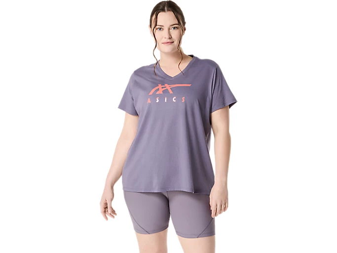 WOMEN'S ASICS STRIPES V-NECK