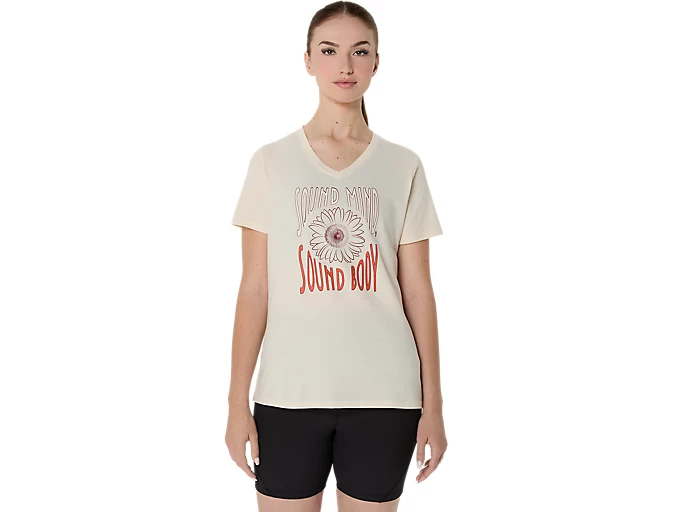 WOMEN'S SUNFLOWER SLOGAN V-NECK