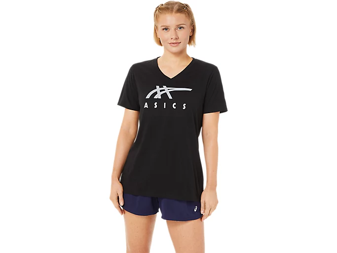 WOMEN'S ASICS STRIPES V-NECK