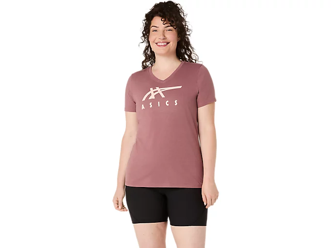 WOMEN'S ASICS STRIPES V-NECK